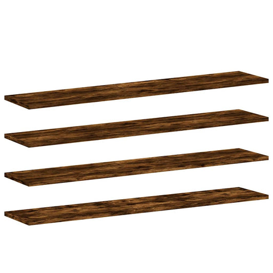 vidaXL Wall Shelves 4 pcs Smoked Oak 100x20x1,5 cm Engineered Wood