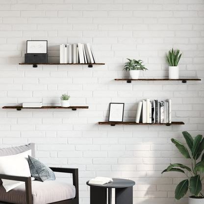 vidaXL Wall Shelves 4 pcs Smoked Oak 100x20x1,5 cm Engineered Wood