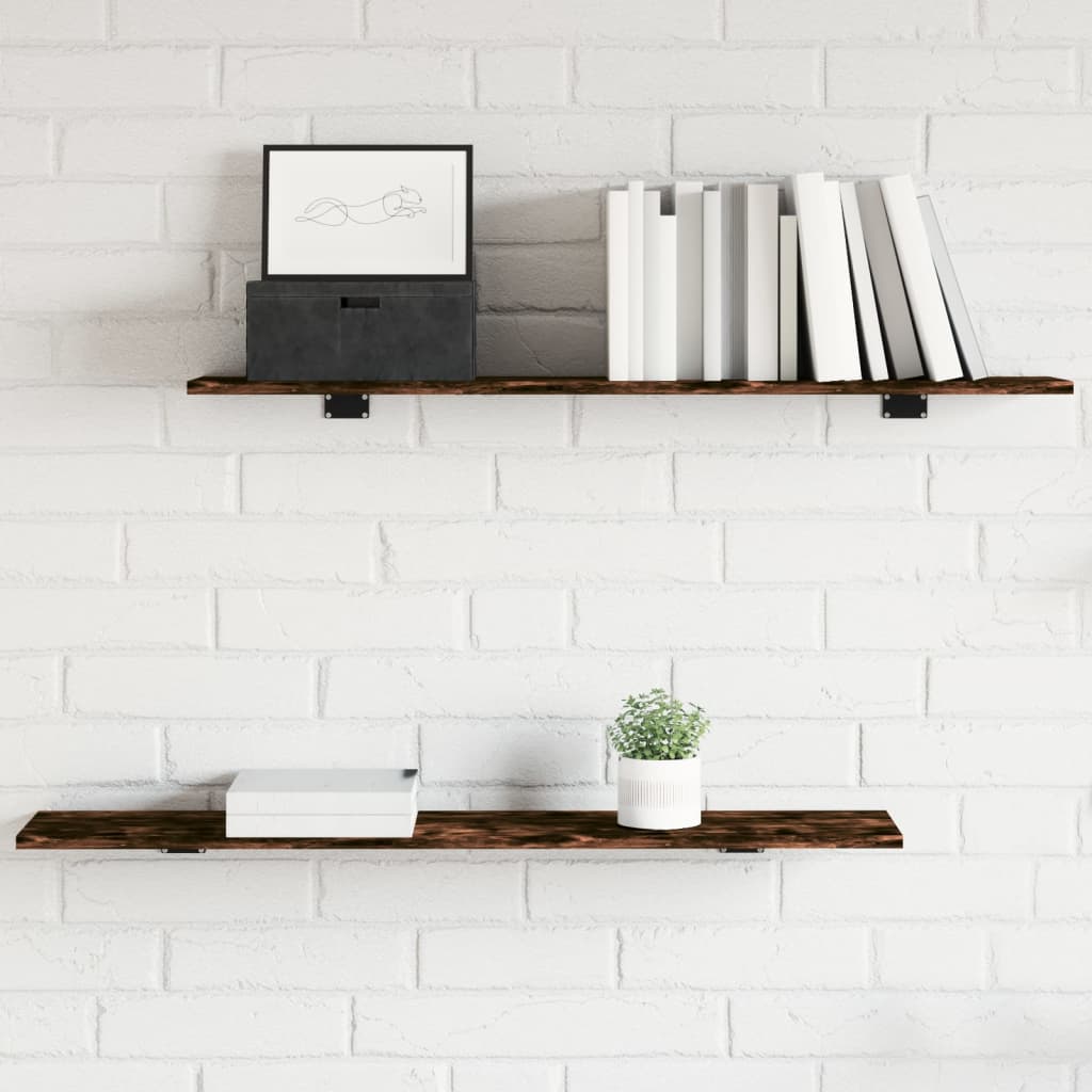 vidaXL Wall Shelves 4 pcs Smoked Oak 100x20x1,5 cm Engineered Wood