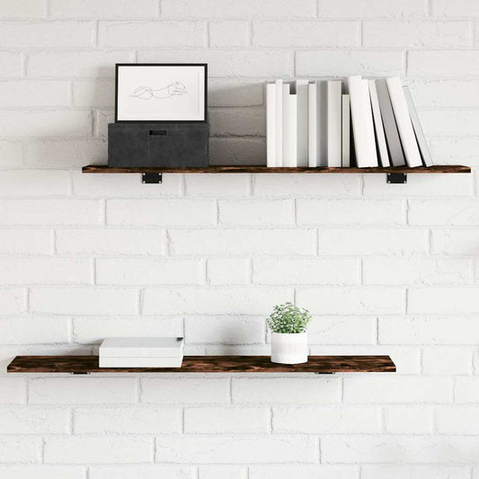 vidaXL Wall Shelves 4 pcs Smoked Oak 100x20x1,5 cm Engineered Wood