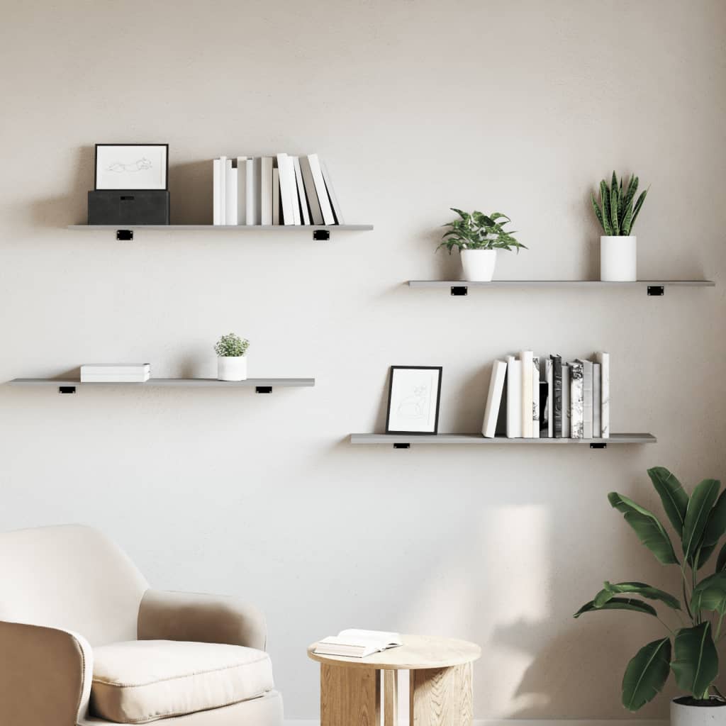 vidaXL Wall Shelves 4 pcs Grey Sonoma 100x20x1,5 cm Engineered Wood