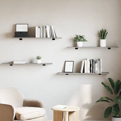 vidaXL Wall Shelves 4 pcs Grey Sonoma 100x20x1,5 cm Engineered Wood