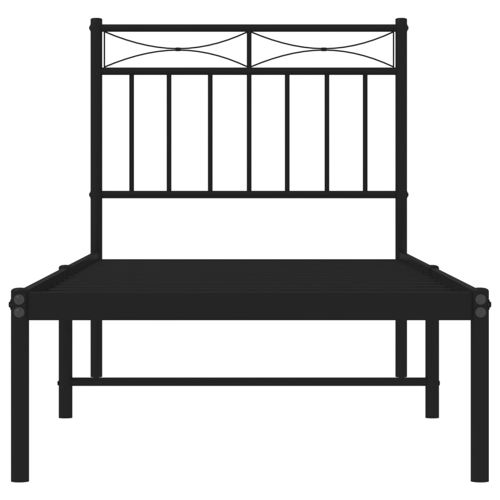 vidaXL Metal Bed Frame without Mattress with Headboard Black 75x190cm
