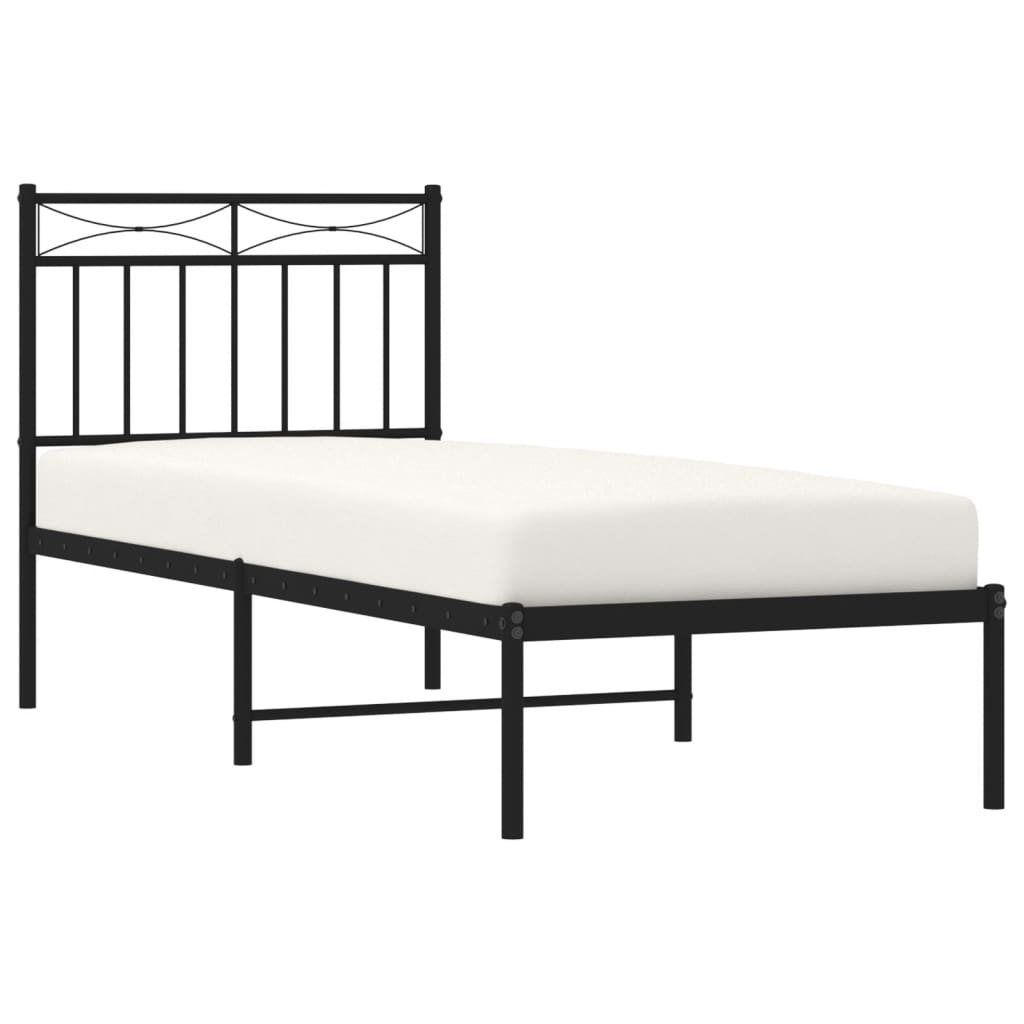vidaXL Metal Bed Frame without Mattress with Headboard Black 80x200cm