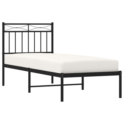 vidaXL Metal Bed Frame without Mattress with Headboard Black 80x200cm