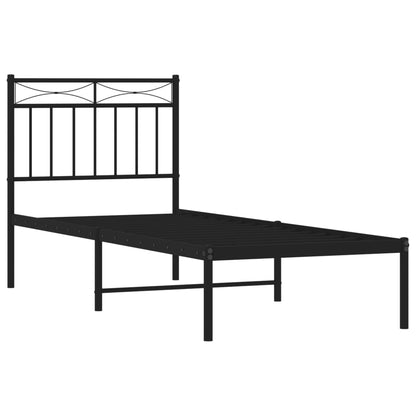 vidaXL Metal Bed Frame without Mattress with Headboard Black 80x200cm