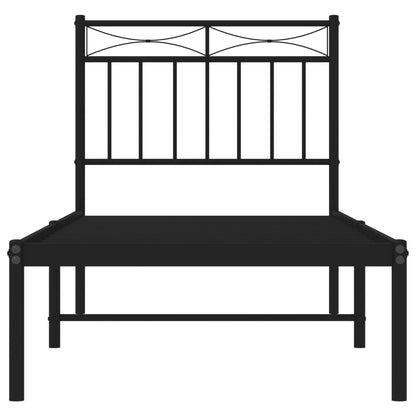 vidaXL Metal Bed Frame without Mattress with Headboard Black 80x200cm