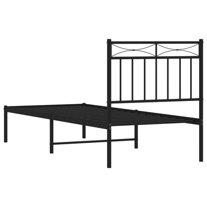 vidaXL Metal Bed Frame without Mattress with Headboard Black 80x200cm