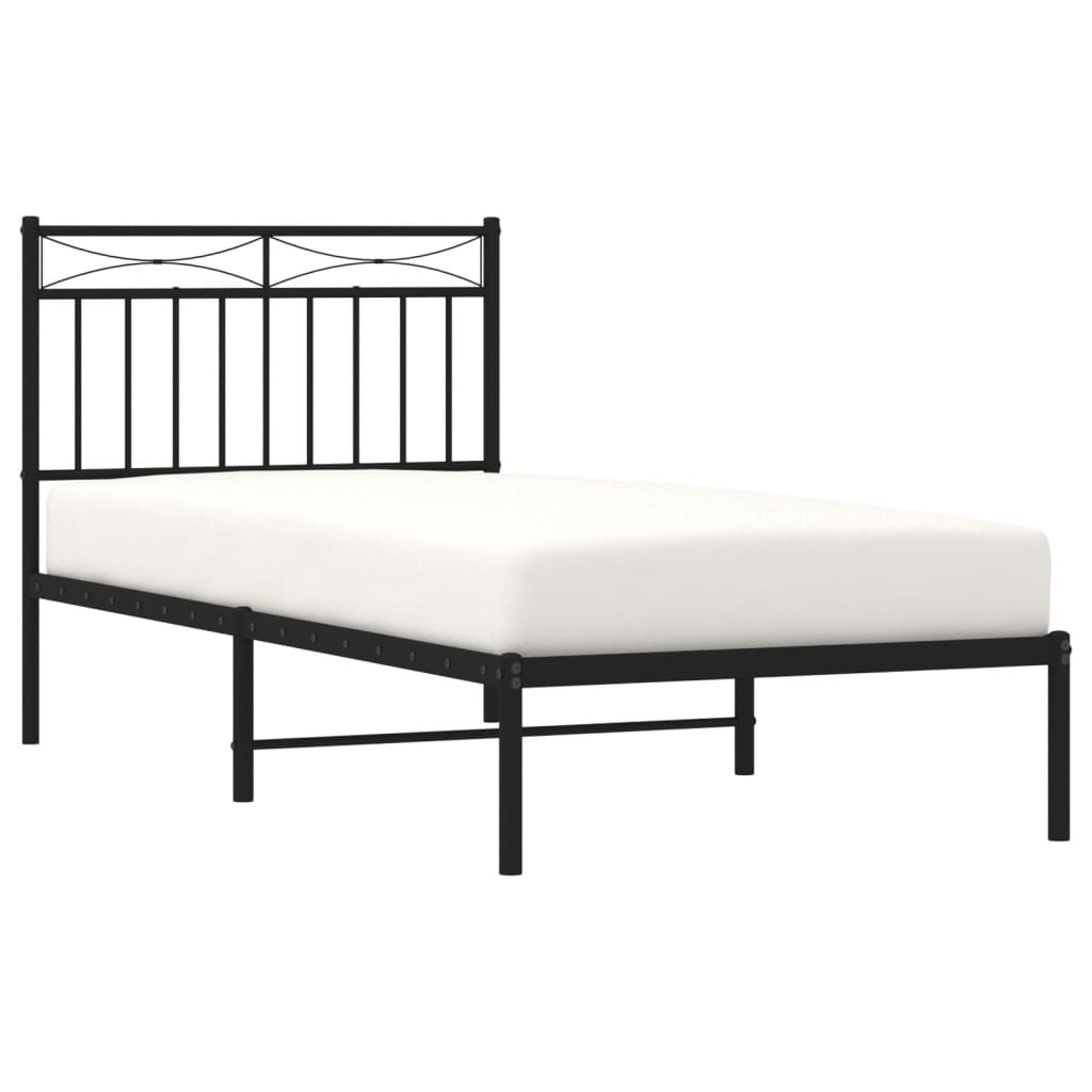 vidaXL Metal Bed Frame without Mattress with Headboard Black 90x190cm