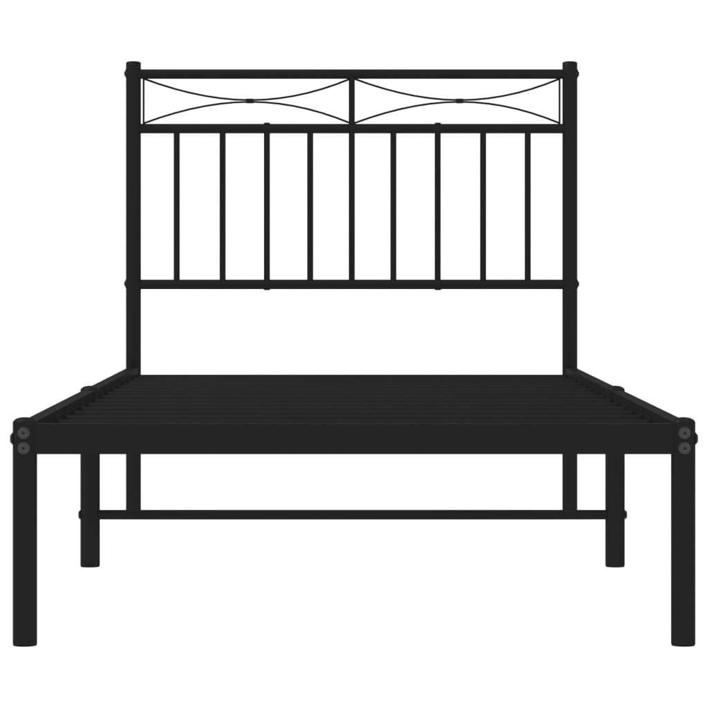 vidaXL Metal Bed Frame without Mattress with Headboard Black 90x190cm