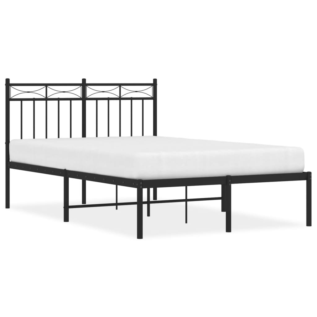 vidaXL Metal Bed Frame without Mattress with Headboard Black 120x190cm