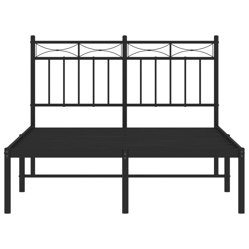 vidaXL Metal Bed Frame without Mattress with Headboard Black 120x190cm