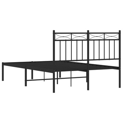 vidaXL Metal Bed Frame without Mattress with Headboard Black 120x190cm