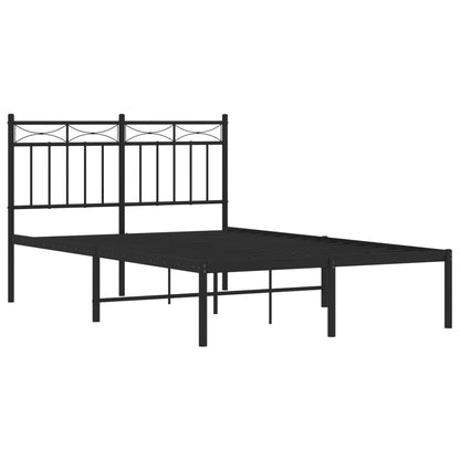 vidaXL Metal Bed Frame without Mattress with Headboard Black 120x200cm
