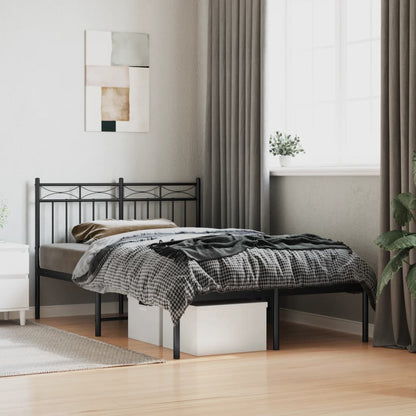 vidaXL Metal Bed Frame without Mattress with Headboard Black 120x200cm
