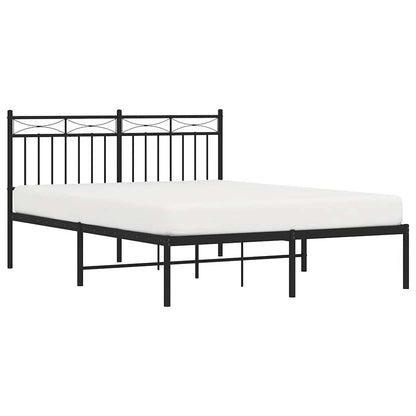 vidaXL Metal Bed Frame without Mattress with Headboard Black 135x190cm