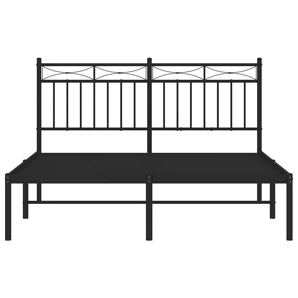 vidaXL Metal Bed Frame without Mattress with Headboard Black 135x190cm