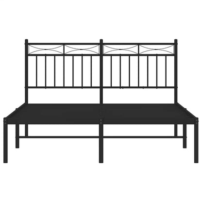 vidaXL Metal Bed Frame without Mattress with Headboard Black 135x190cm