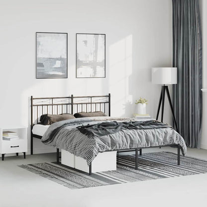 vidaXL Metal Bed Frame without Mattress with Headboard Black 135x190cm