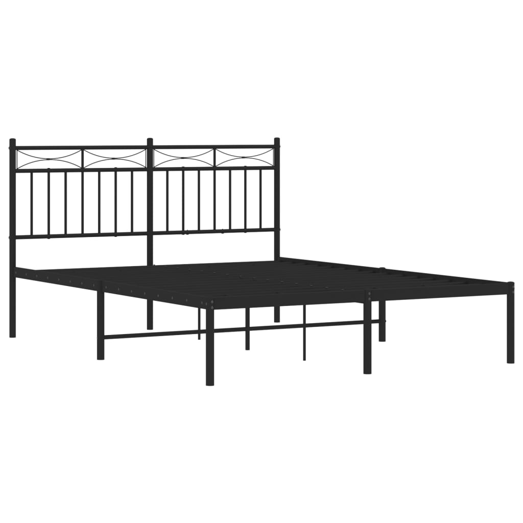vidaXL Metal Bed Frame without Mattress with Headboard Black 140x190cm