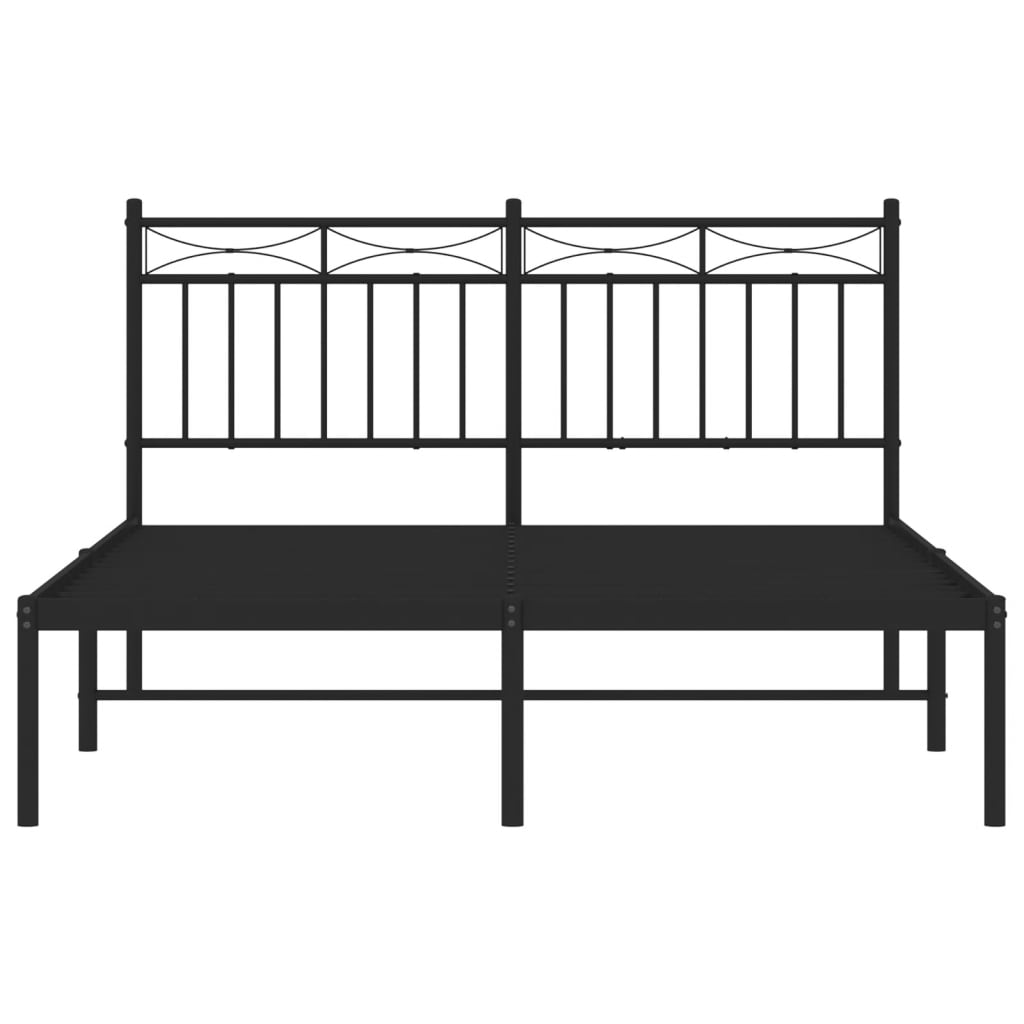 vidaXL Metal Bed Frame without Mattress with Headboard Black 140x190cm