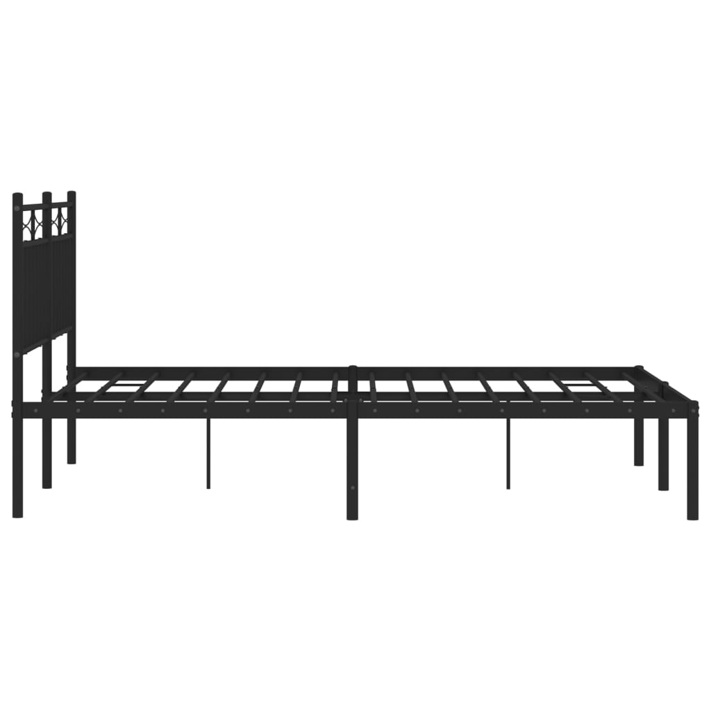 vidaXL Metal Bed Frame without Mattress with Headboard Black 140x190cm
