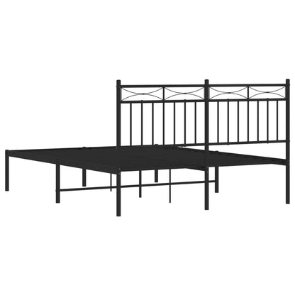 vidaXL Metal Bed Frame without Mattress with Headboard Black 140x190cm