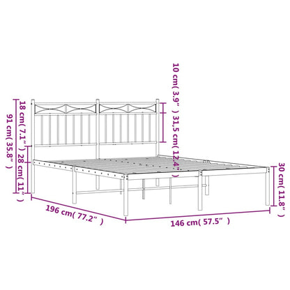 vidaXL Metal Bed Frame without Mattress with Headboard Black 140x190cm