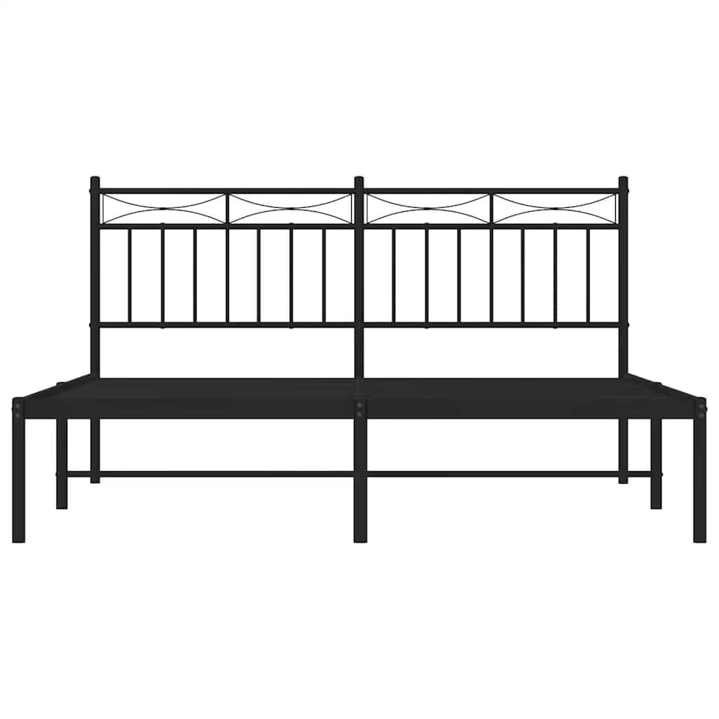 vidaXL Metal Bed Frame without Mattress with Headboard Black 150x200cm