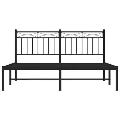 vidaXL Metal Bed Frame without Mattress with Headboard Black 150x200cm