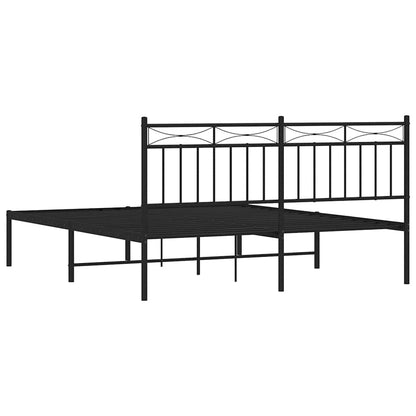 vidaXL Metal Bed Frame without Mattress with Headboard Black 150x200cm