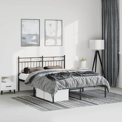 vidaXL Metal Bed Frame without Mattress with Headboard Black 150x200cm