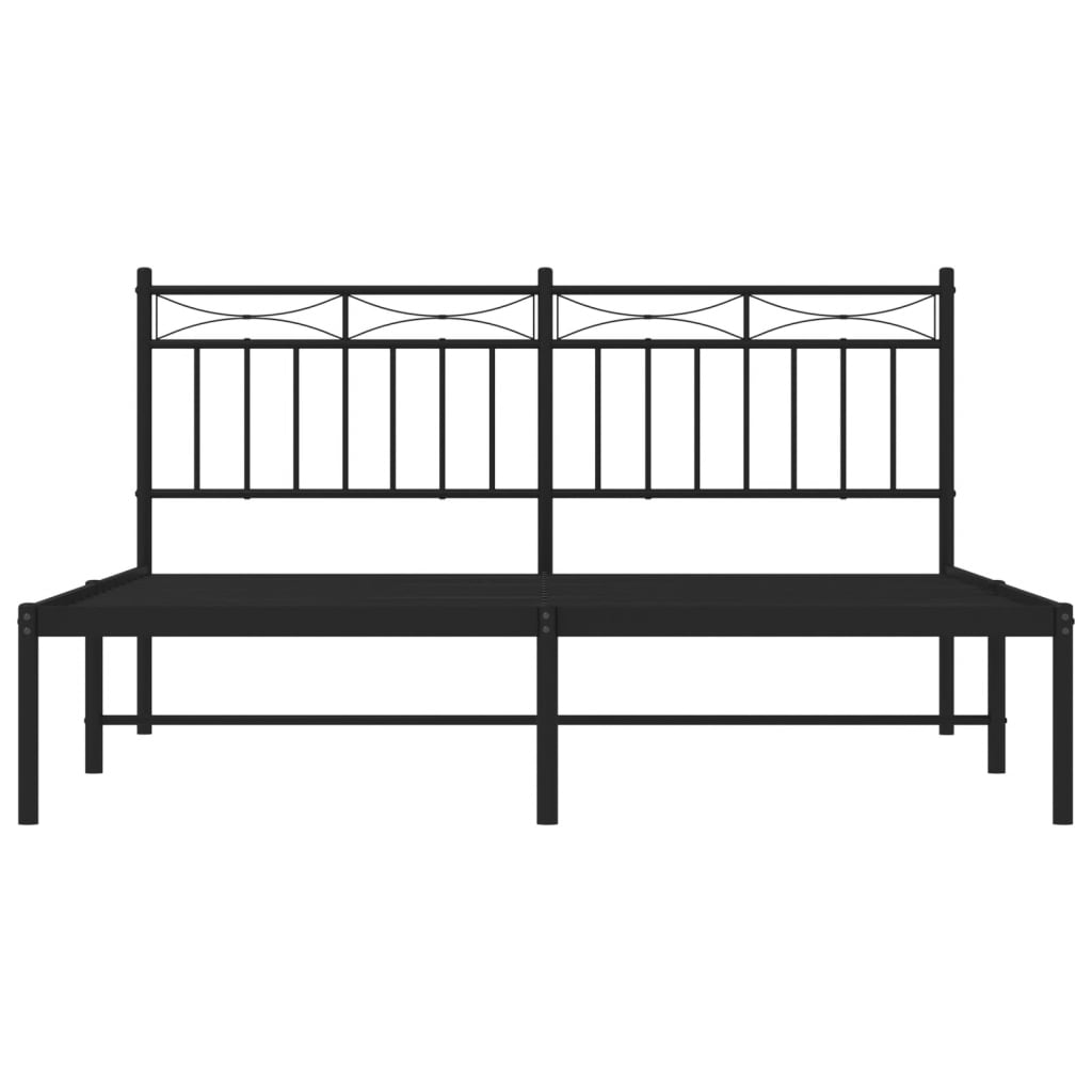 vidaXL Metal Bed Frame without Mattress with Headboard Black 160x200cm