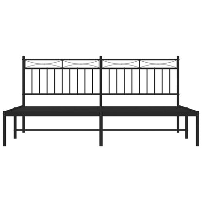 vidaXL Metal Bed Frame without Mattress with Headboard Black 180x200cm