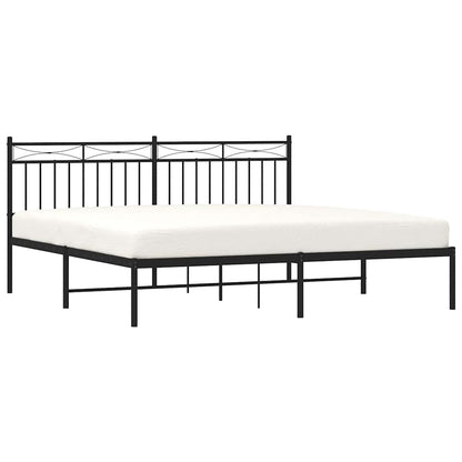 vidaXL Metal Bed Frame without Mattress with Headboard Black 183x213cm