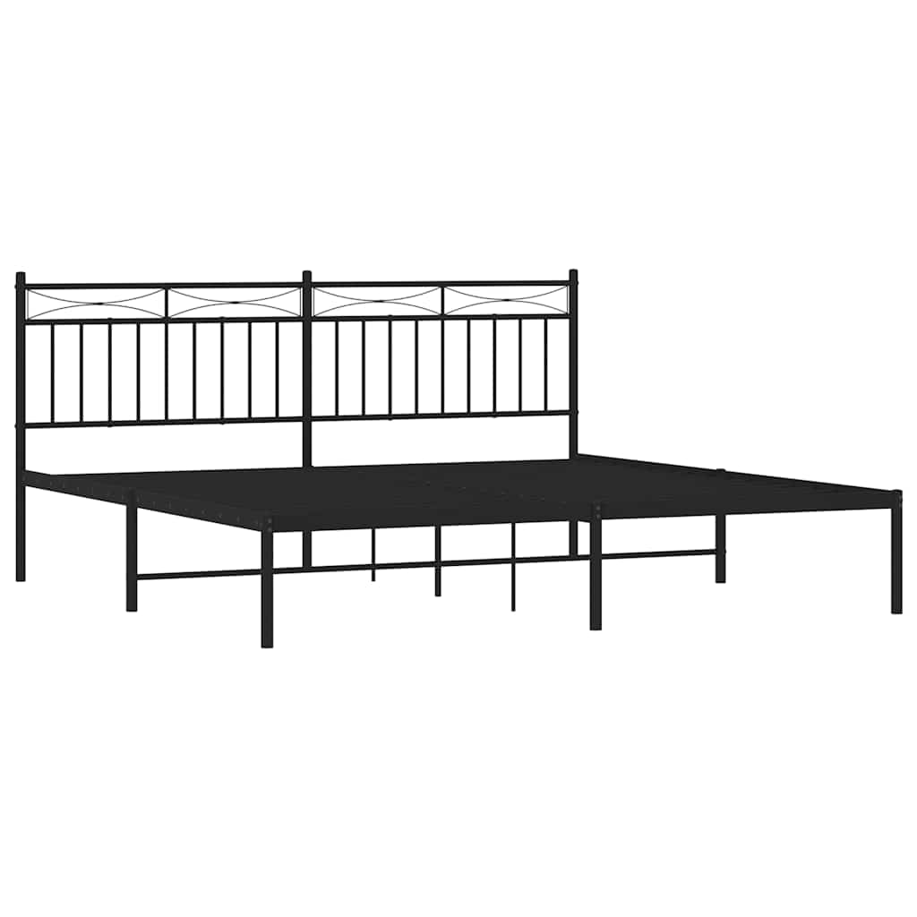 vidaXL Metal Bed Frame without Mattress with Headboard Black 183x213cm