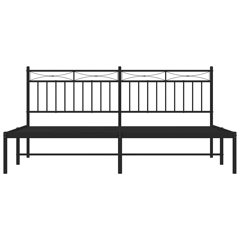 vidaXL Metal Bed Frame without Mattress with Headboard Black 183x213cm
