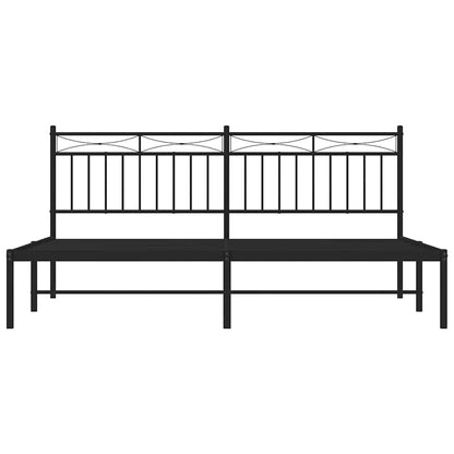 vidaXL Metal Bed Frame without Mattress with Headboard Black 183x213cm