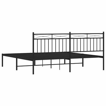 vidaXL Metal Bed Frame without Mattress with Headboard Black 183x213cm