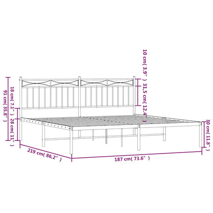 vidaXL Metal Bed Frame without Mattress with Headboard Black 183x213cm