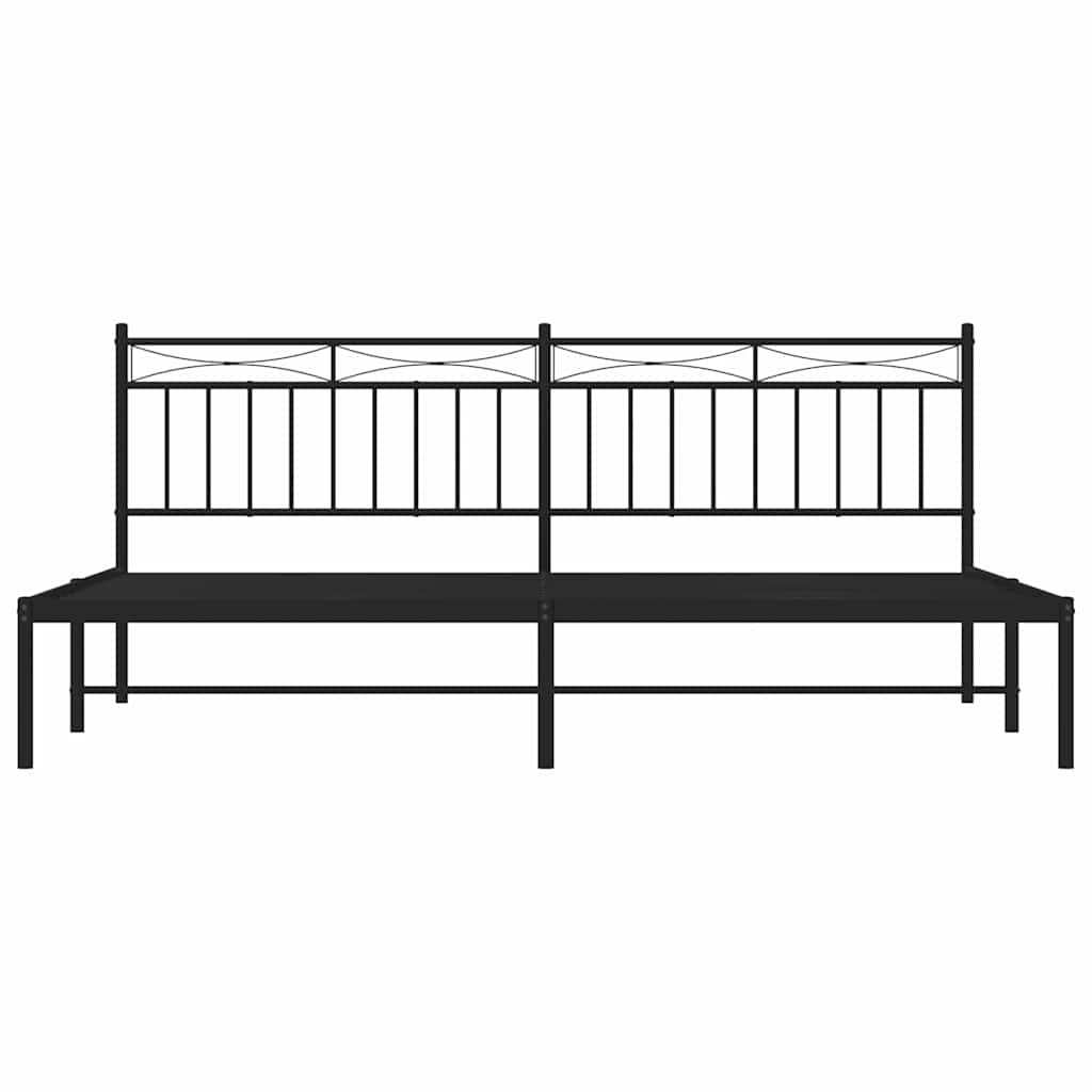 vidaXL Metal Bed Frame without Mattress with Headboard Black 193x203cm