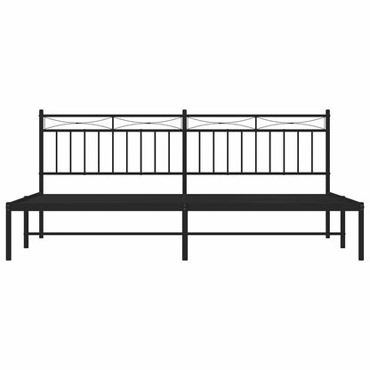 vidaXL Metal Bed Frame without Mattress with Headboard Black 193x203cm