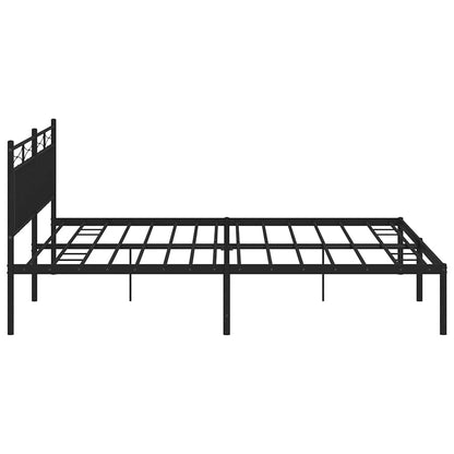 vidaXL Metal Bed Frame without Mattress with Headboard Black 193x203cm