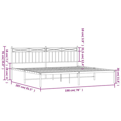 vidaXL Metal Bed Frame without Mattress with Headboard Black 193x203cm