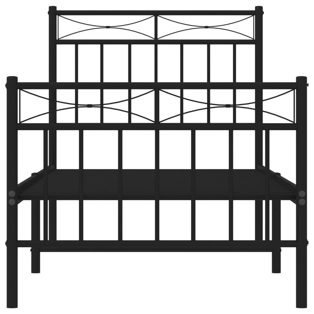vidaXL Metal Bed Frame without Mattress with Footboard Black 80x200cm