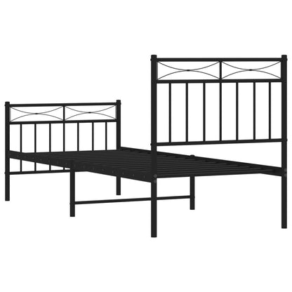 vidaXL Metal Bed Frame without Mattress with Footboard Black 80x200cm