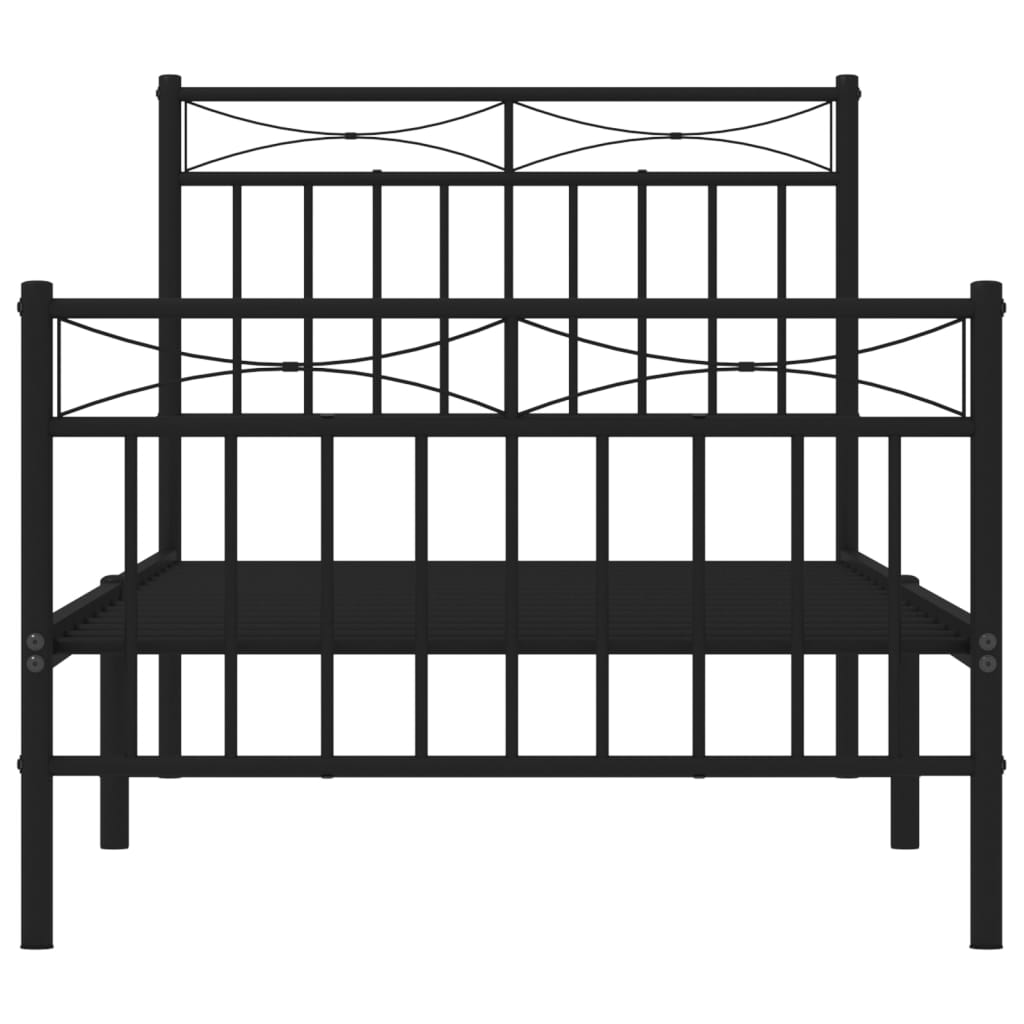vidaXL Metal Bed Frame without Mattress with Footboard Black 90x200cm