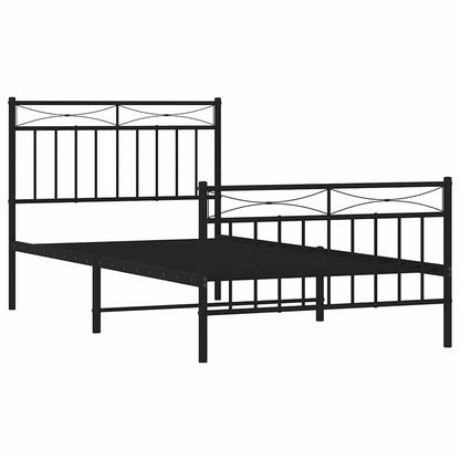 vidaXL Metal Bed Frame without Mattress with Footboard Black 100x190cm