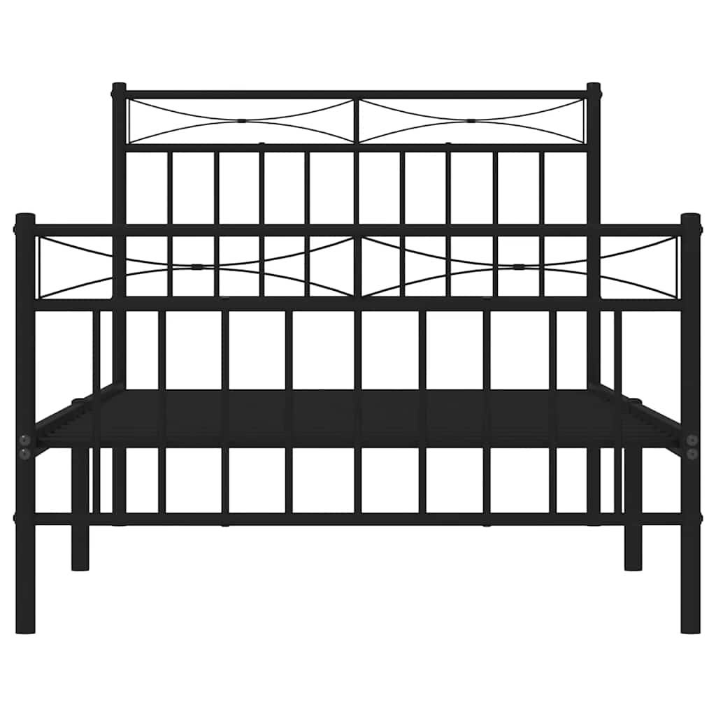 vidaXL Metal Bed Frame without Mattress with Footboard Black 100x190cm