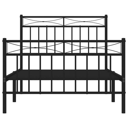 vidaXL Metal Bed Frame without Mattress with Footboard Black 100x190cm
